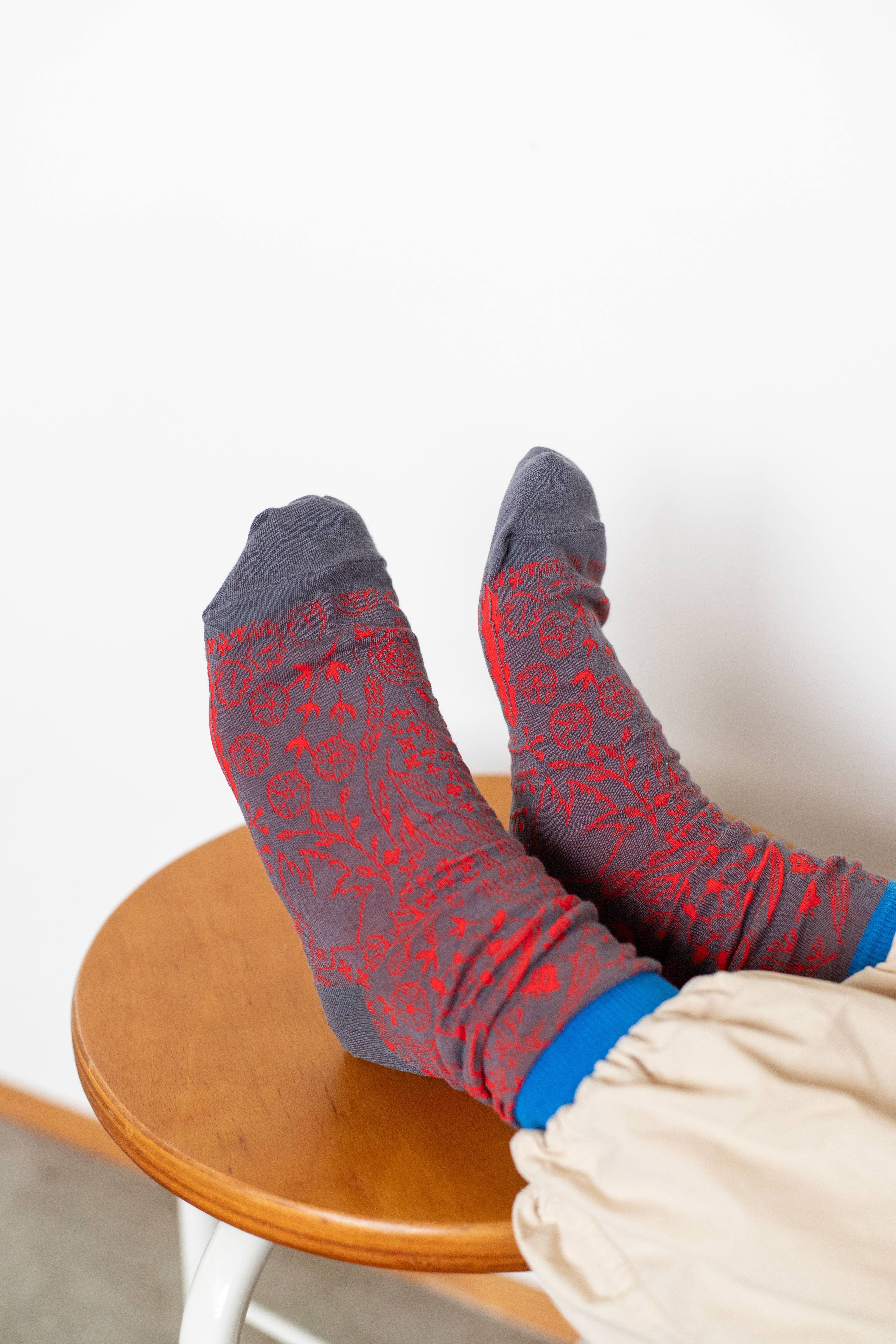 山猫靴下【山猫の庭/グレー】