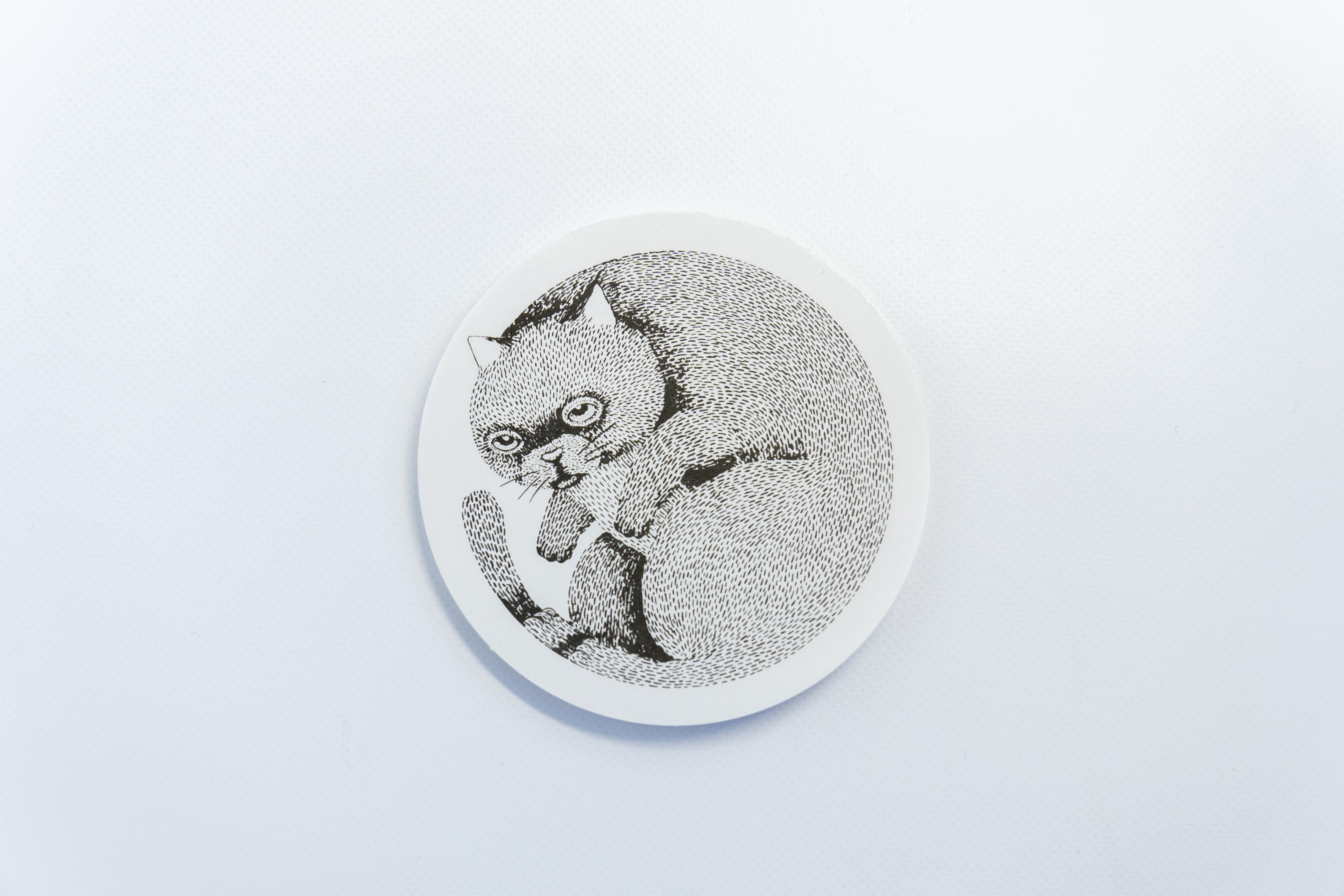 山猫瓶詰研究所　メモ帳　丸型メモ　ロゴねこ